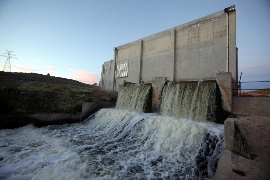 Another nonconventional water resource is treated wastewater. Wastewater is typically recycled at treatment plants, like this one in Jordan, for use in irrigation.