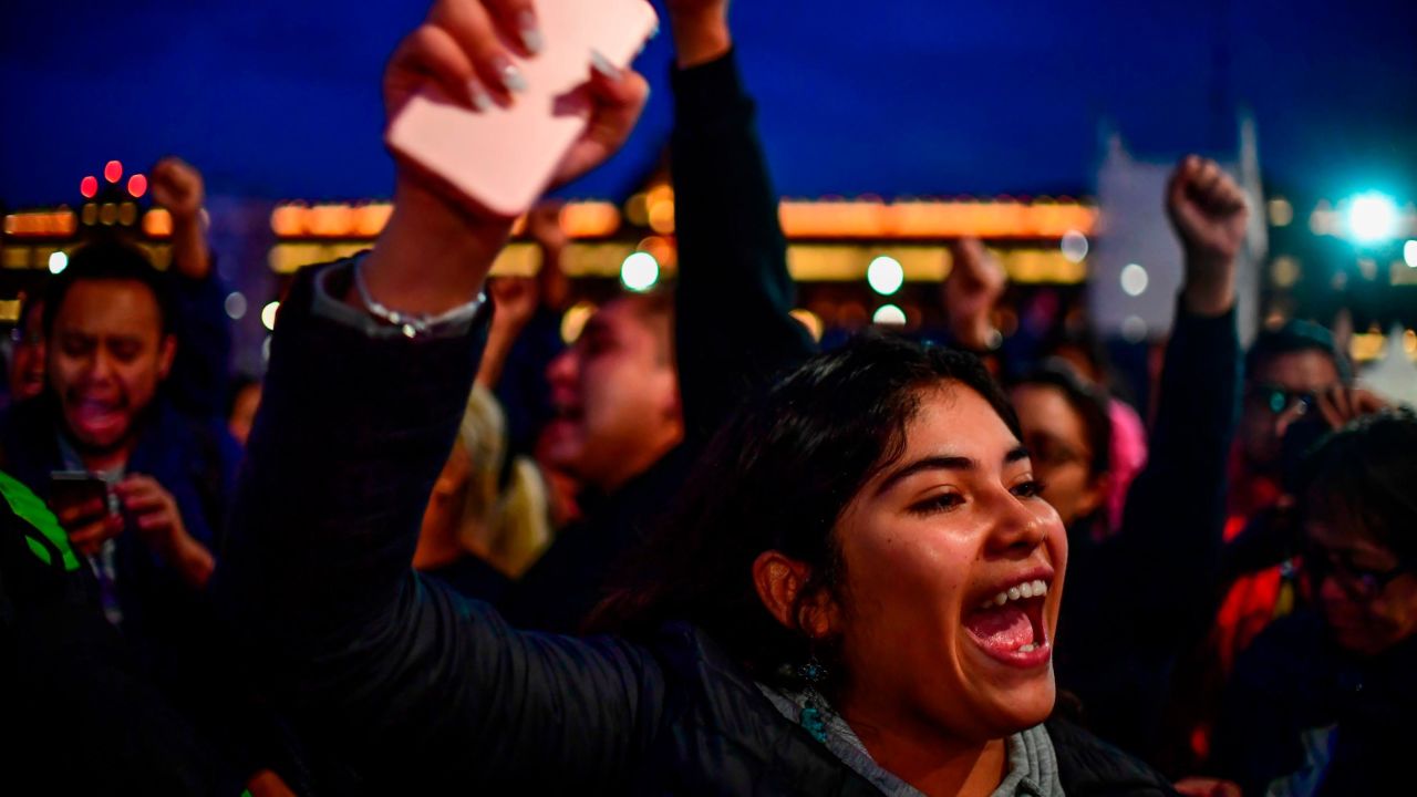 AMLO supporters react to his apparent victory in Mexico City on July 1.