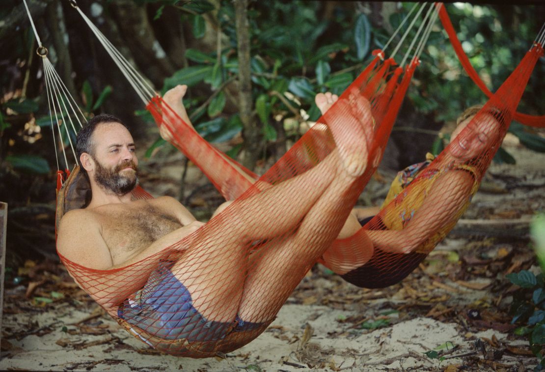 Richard Hatch and Susan Hawk during the first season of 'Survivor' in 2000. (Photo by CBS via Getty Images) 