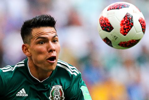 Mexico's Hirving Lozano watches the ball during the Brazil match. This is the seventh straight time that Mexico has been eliminated in the World Cup's round of 16.