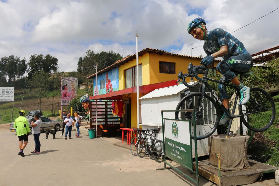 A statue outside Nairo Quintana's parent's house in Cómbita, Colombia (Picture courtesy of Nick Busca for CNN)