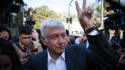 MEXICO CITY, MEXICO - JULY 01: Presidential candidate Andres Manuel Lopez Obrador arrives to cast his vote during the Mexico 2018 Presidential Election on July 1, 2018 in Mexico City, Mexico. (Photo by Pedro Mera/Getty Images)