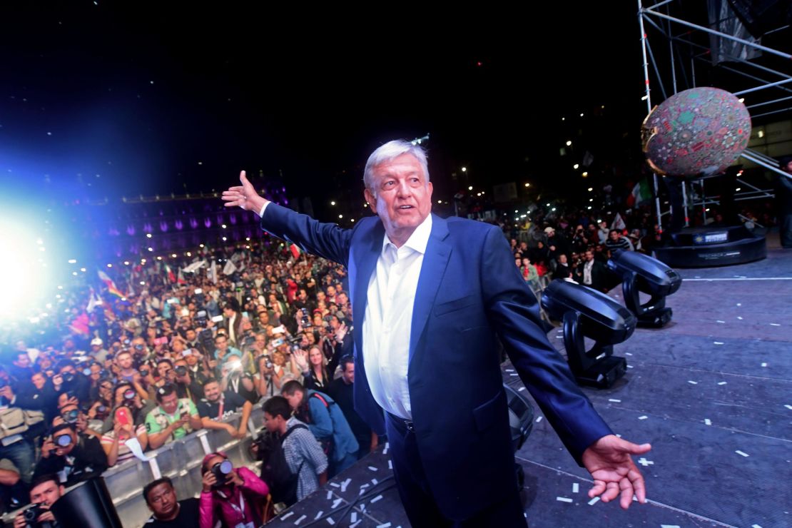 Newly elected Mexico's President Andres Manuel Lopez Obrado after winning general elections, in Mexico City, on July 1, 2018. 