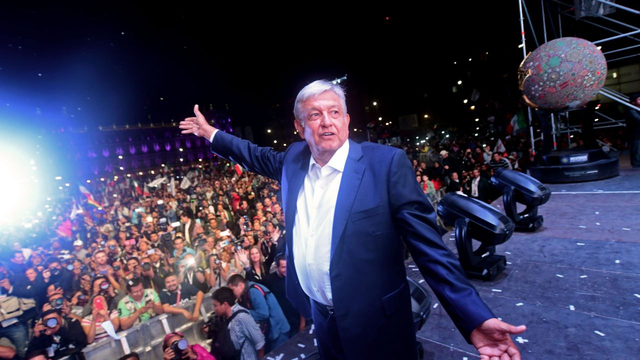 Newly elected Mexico's President Andres Manuel Lopez Obrado after winning general elections, in Mexico City, on July 1, 2018. 