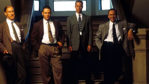 James Cromwell, Russell Crowe, Guy Pearce and Kevin Spacey in publicity portrait for the film 'L.A. Confidential', 1997. (Photo by Warner Brothers/Getty Images)