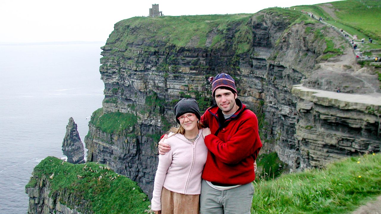 <strong>Cliff's edge:</strong> Features Director David Allan visited Ireland's Cliffs of Moher with his wife, author Kate Rope, in 2002.<br />.<br />