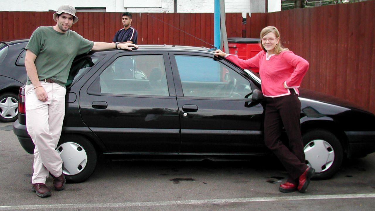 <strong>Sophie the Citroën: </strong>Proud new owners of a used French-made Citroën hatchback David and Kate named Sophie. The car was involved in a serious accident months later in Eastern Europe.
