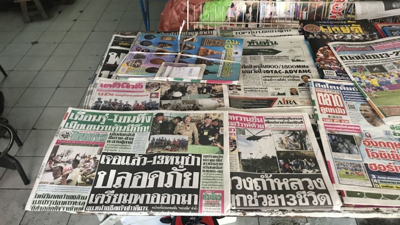 Thai newspapers lead with news that rescuers had made contact with the boys and their coach. 