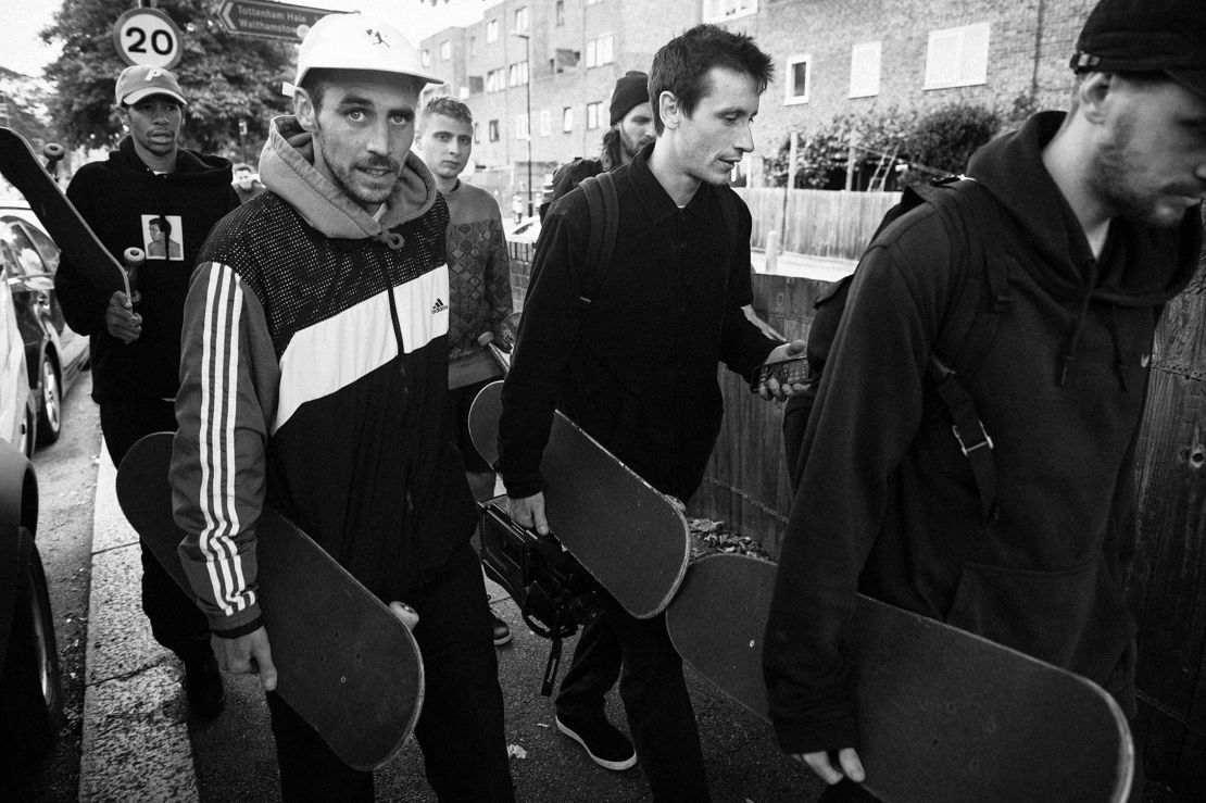 "Palace Skate Team (Lucien Clarke, Chewy Cannon, Blondey McCoy, Jack Brooks, Danny Brady) Tottenham Hale" (2016) by Mike O'Meally