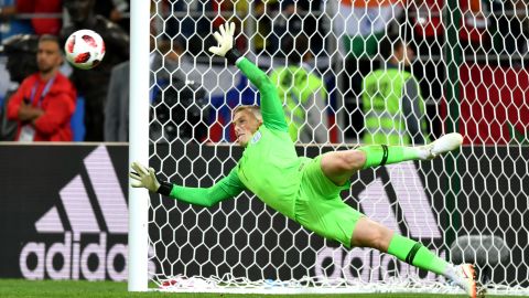 Jordan Pickford made a one-handed save to put England back in control of the shootout.