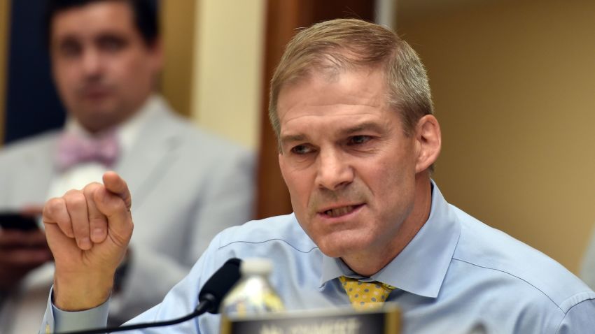 Republican US Representative for Ohio, Jim Jordan, asks a question during a congressional House Judiciary Committee hearing on "Oversight of FBI and DOJ Actions Surrounding the 2016 Election," in Washington, DC, on June 28 2018. (Photo by Nicholas Kamm / AFP)        (Photo credit should read NICHOLAS KAMM/AFP/Getty Images)