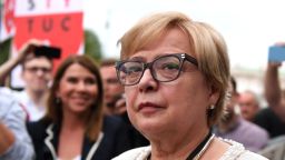 Polish Supreme Court Justice Malgorzata Gersdorf (C) attends a demonstration in support of Supreme Court judges in front of The Supreme Court in Warsaw on July 3, 2018. - Poland's chief justice refused to step down, defying a controversial new law by the right-wing government which requires her and other senior judges to retire early. (Photo by Janek SKARZYNSKI / AFP)        (Photo credit should read JANEK SKARZYNSKI/AFP/Getty Images)