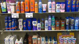 ####2012-05-15 00:00:00 Shot 05/15/2012.## Health Minute on Sunscreens## Broll of variety of sunscreen products on store shelves. Includes CUs on product claims, SPF levels, and specialty formulas on front labels, as well as CUs on drug facts, active ingredients, directions for use, and product warnings on back labels.