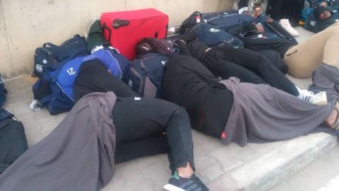 The players slept on the street to protest their poor hotel accommodation