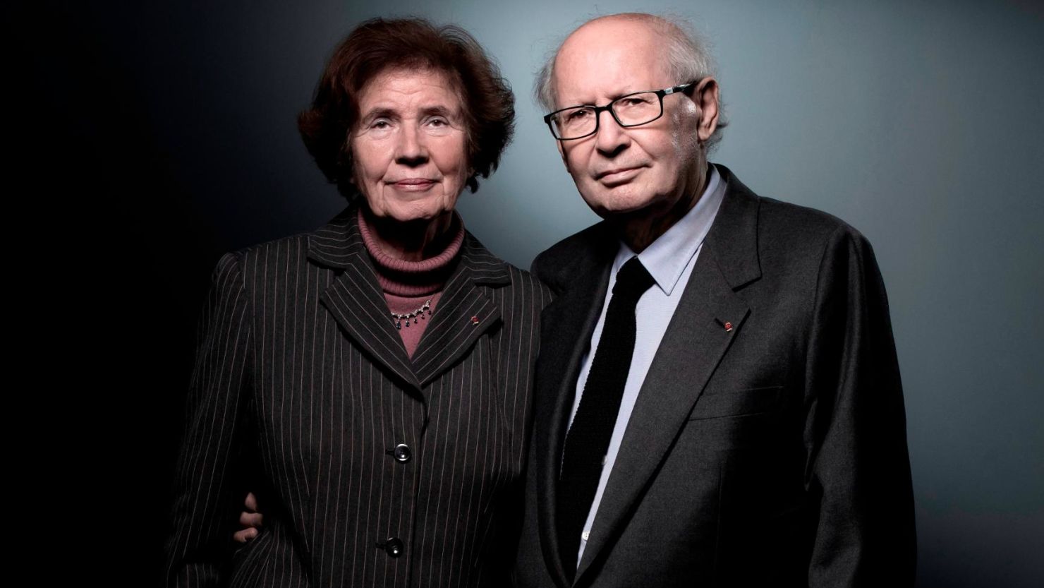 French lawyer and activist Serge Klarsfeld, right, and his wife, French-German journalist and activist Beate Klarsfeld, on November 22, 2017.