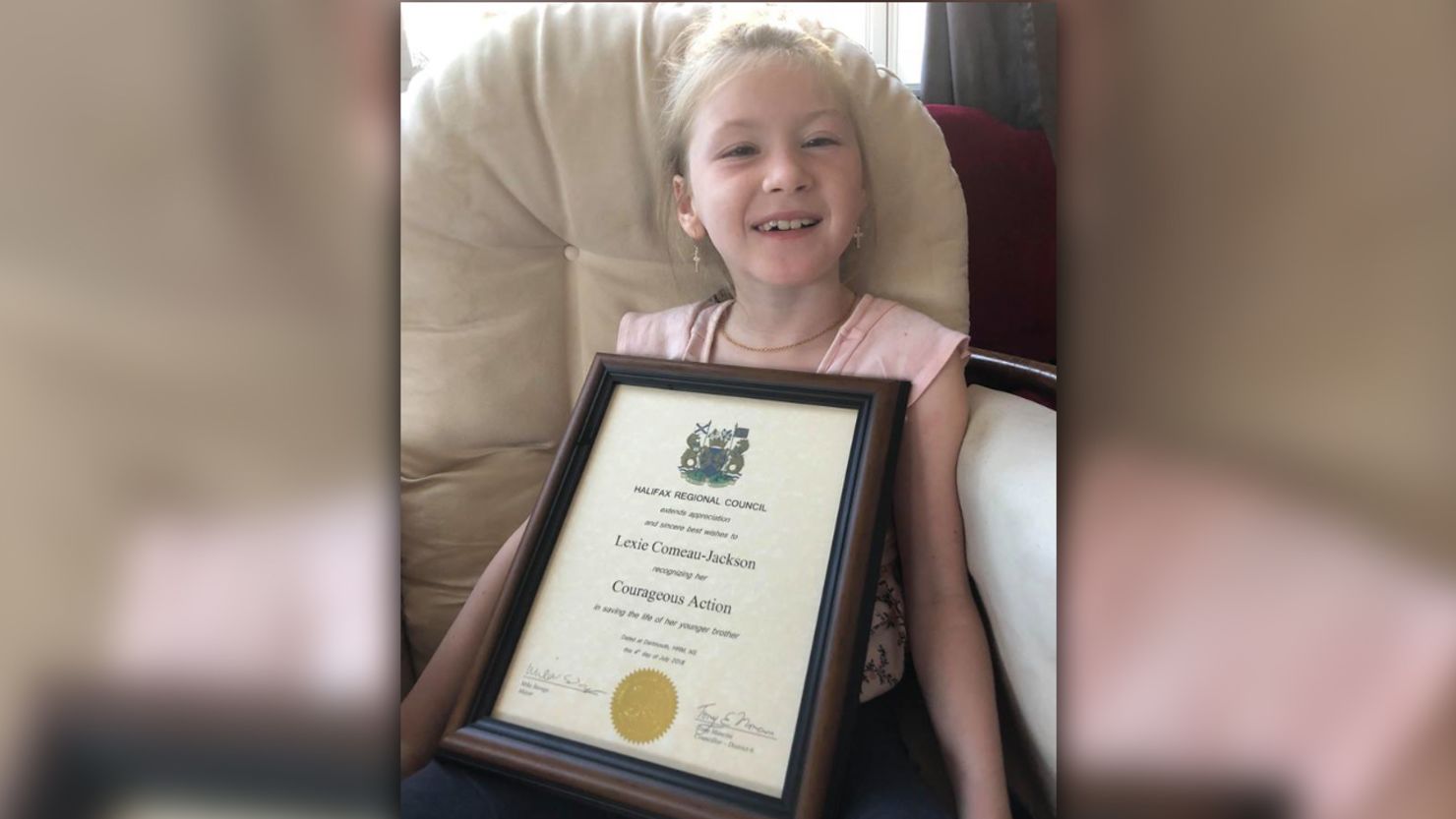 The city's  Regional Council recognized Lexie as a hero on Wednesday.
