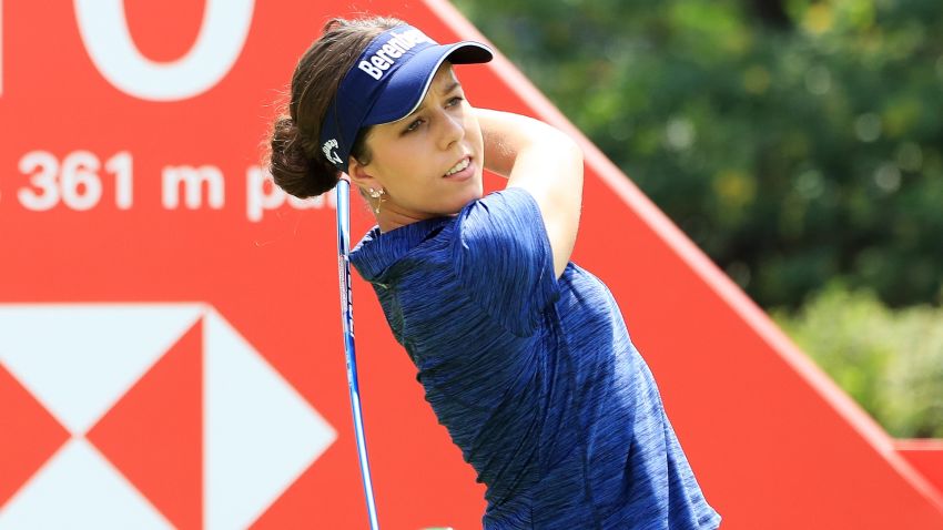 SINGAPORE - FEBRUARY 28:  Georgia Hall of England plays a shot during the pro-am prior to the HSBC Women's World Championship at Sentosa Golf Club on February 28, 2018 in Singapore.  (Photo by Andrew Redington/Getty Images)