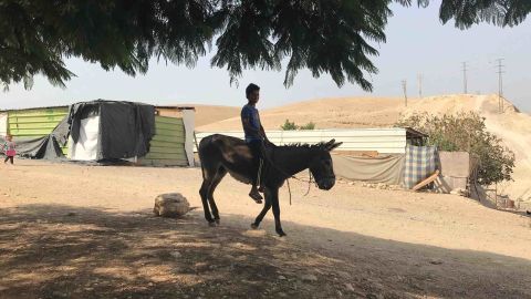 150 Palestinian Bedouins live in the community that lacks running water and connection to the electrical grid. 