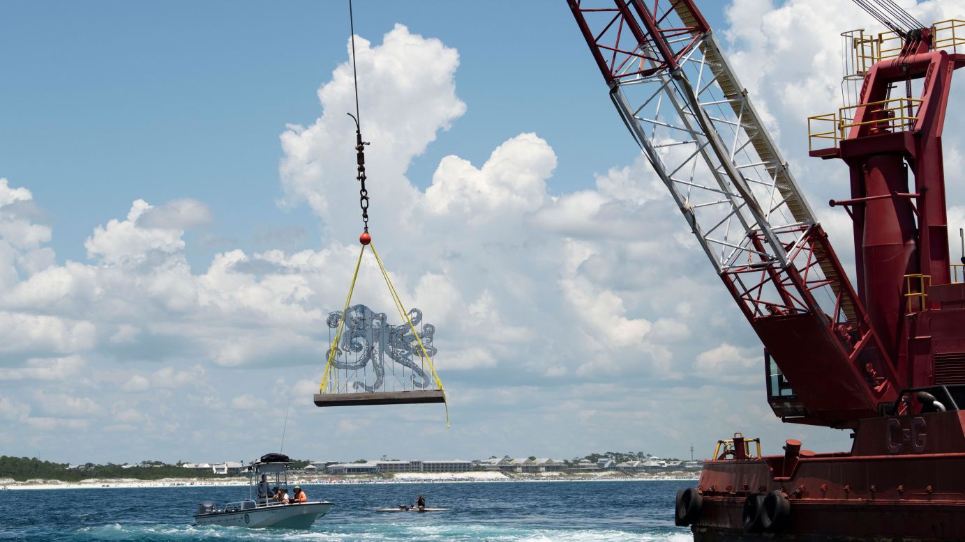 <strong>Annual additions:</strong> The sculptures were lifted into the ocean for the purposes of exhibition. The organizers want the UMA to become home to marine wildlife and not to disrupt the space. 