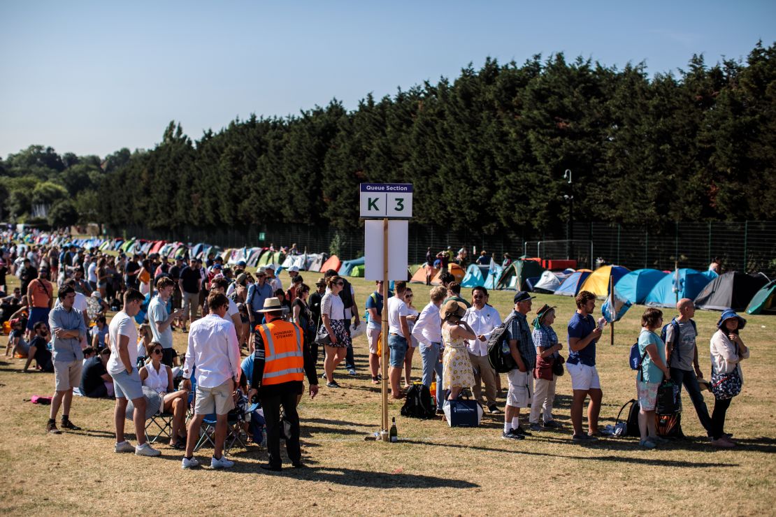 Fans queue up for tickets at Wimbledon in southwest London. 