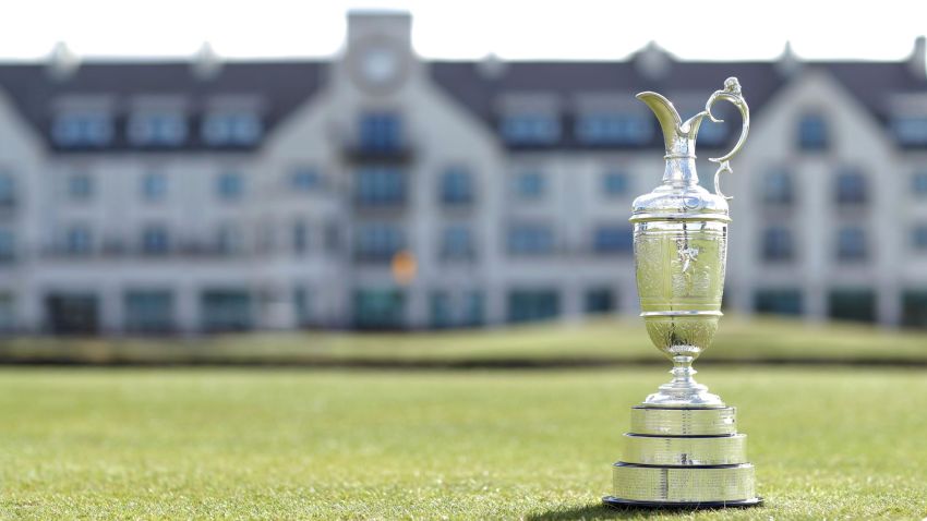 CARNOUSTIE, SCOTLAND - APRIL 24: A view of The Claret Jug for The Open Championship media day at Carnoustie Golf Links on April 24, 2018 in Carnoustie, Scotland. The 147th Open Championship will take place at Carnoustie between 19th-22nd July 2018 (Photo by Richard Heathcote/Getty Images)