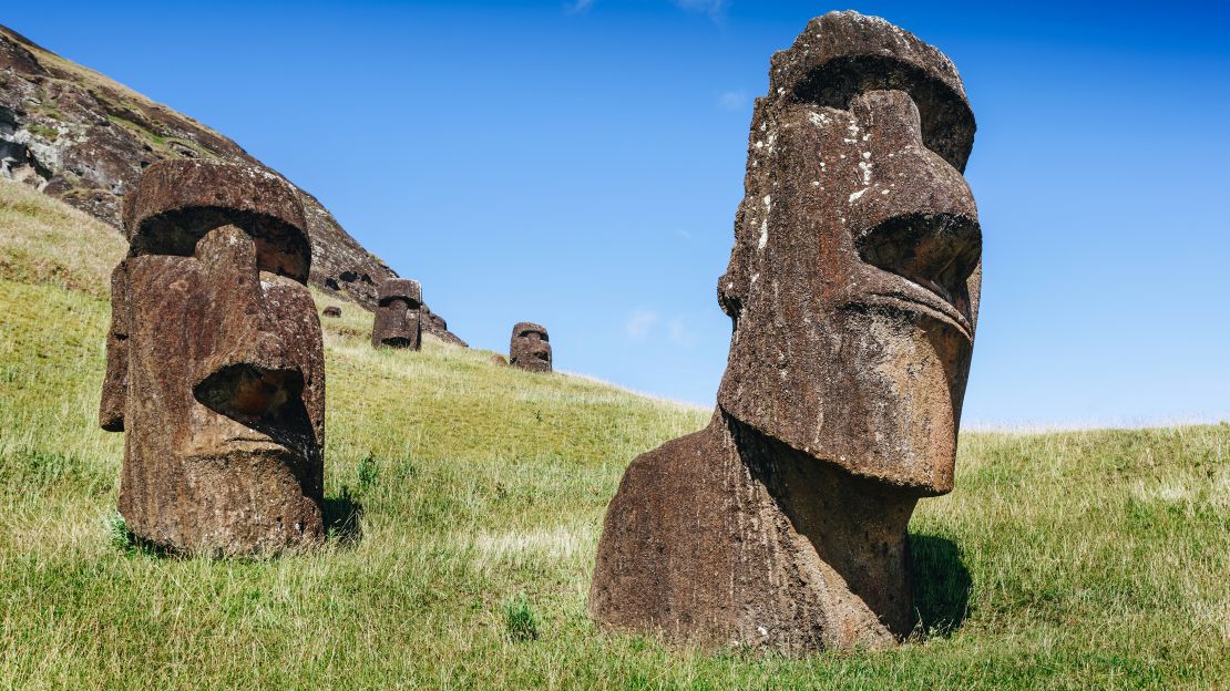 Easter Island is 2,300 miles off the coast of Chile.