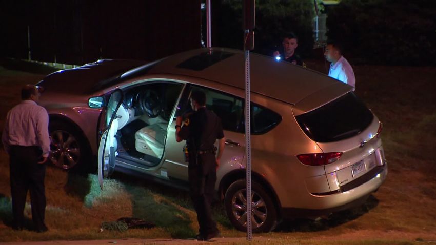 Images from the scene of a car jacking in Dallas, Texas.