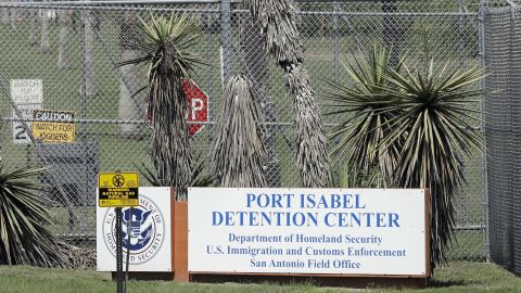 A US Border Patrol truck enters the Port Isabel Detention Center, where the nine detainees were held.