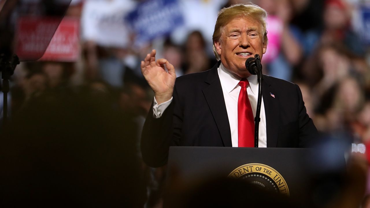 GREAT FALLS, MT - JULY 05:  U.S. president Donald Trump speaks during a campaign rally at Four Seasons Arena on July 5, 2018 in Great Falls, Montana. President Trump held a campaign style 'Make America Great Again' rally in Great Falls, Montana with thousands in attendance.  (Photo by Justin Sullivan/Getty Images)