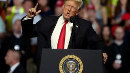 GREAT FALLS, MT - JULY 05:  U.S. president Donald Trump speaks during a campaign rally at Four Seasons Arena on July 5, 2018 in Great Falls, Montana. President Trump held a campaign style 'Make America Great Again' rally in Great Falls, Montana with thousands in attendance.  (Photo by Justin Sullivan/Getty Images)