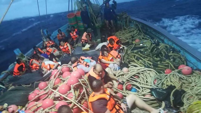 Dozens missing after two boats capsized in Phuket Thailand. Handout photos from the Phuket Rescue Team.