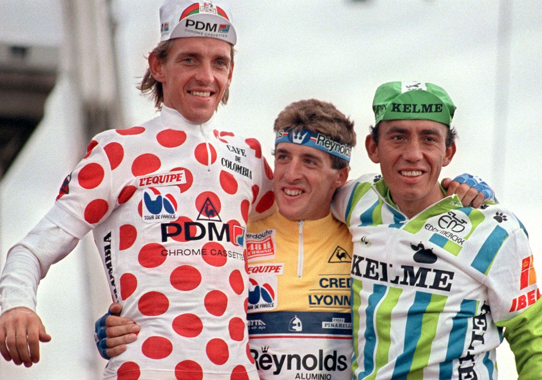 Colombian Fabio Parra, (right) came third in the 1988 Tour de France.