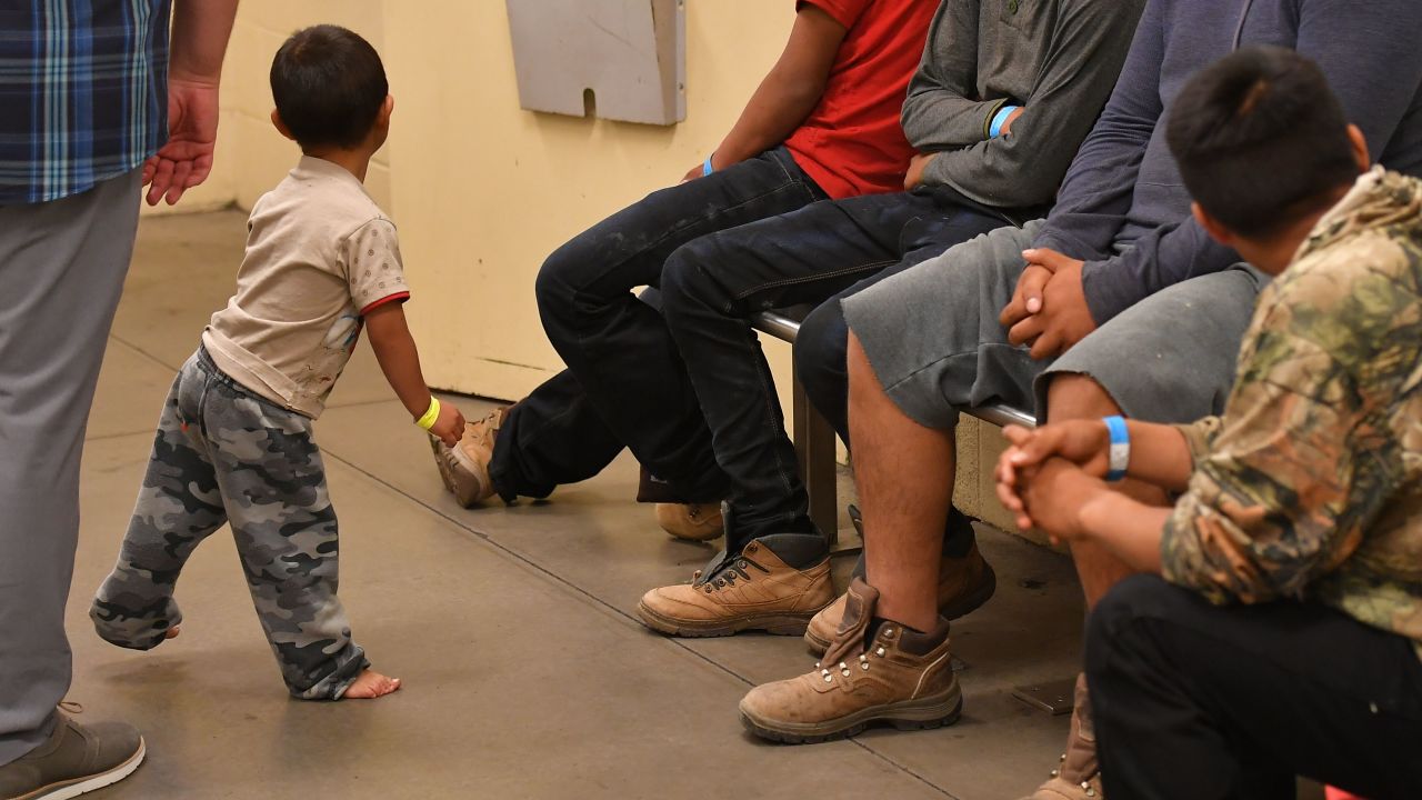 Young migrant children, whose faces can not be shown, are seen at the US Customs and Border Protection Facility in Tucson, Arizona during a visit by US First Lady Melania Trump, June 28, 2018. (Photo by MANDEL NGAN / AFP)        (Photo credit should read MANDEL NGAN/AFP/Getty Images)