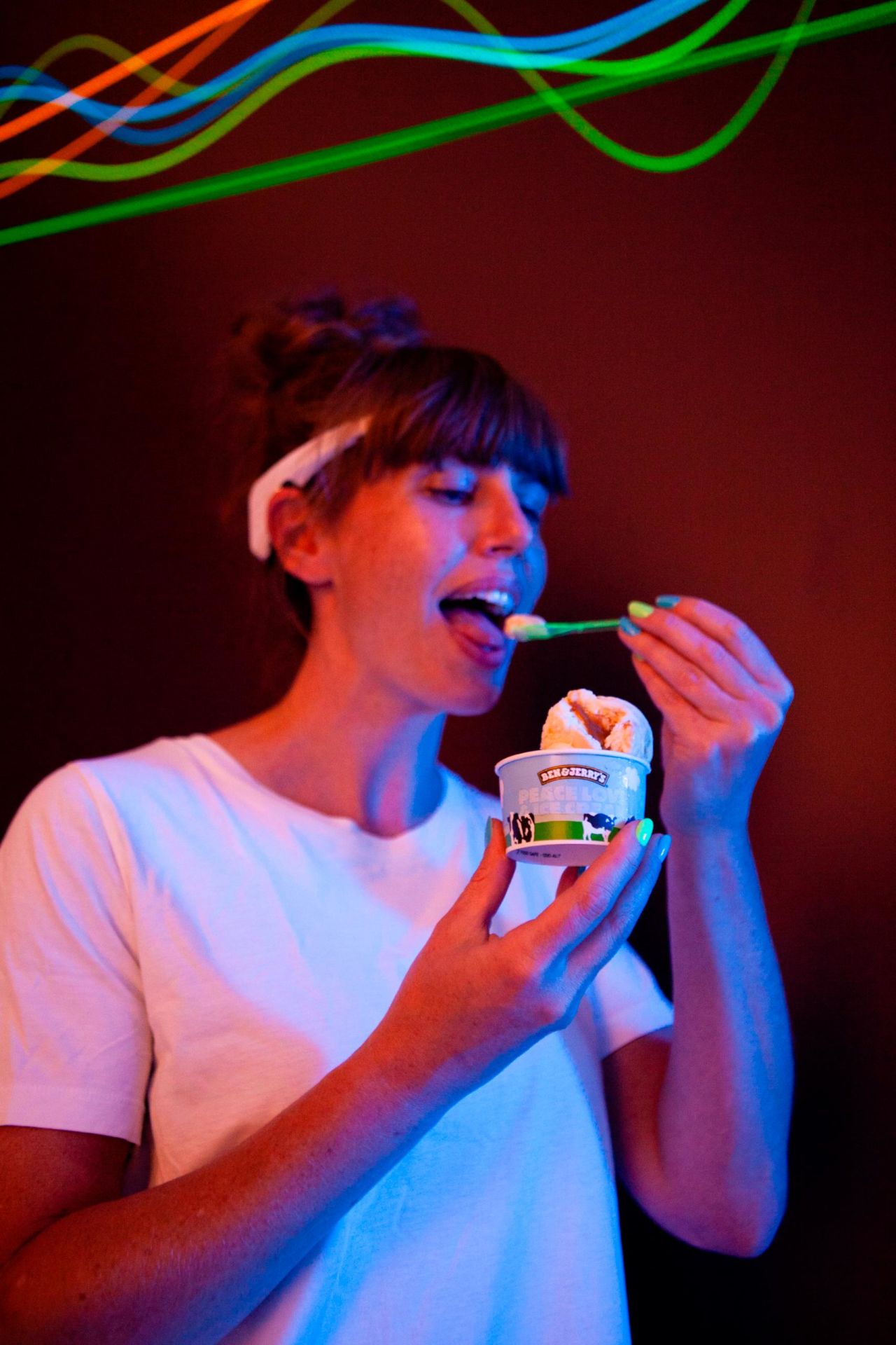 Bompas & Parr worked with Ben & Jerry's to develop a device that might as well be called, "this is your brain on ice cream." It captures our neurological response to eating ice cream, onto a wall with lasers.