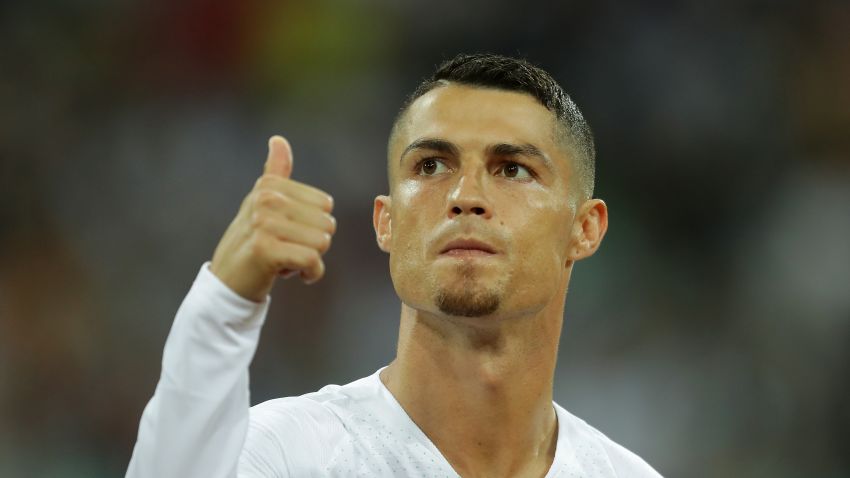 SOCHI, RUSSIA - JUNE 30:  Cristiano Ronaldo of Portugal during the 2018 FIFA World Cup Russia Round of 16 match between Uruguay and Portugal at Fisht Stadium on June 30, 2018 in Sochi, Russia.  (Photo by Richard Heathcote/Getty Images)