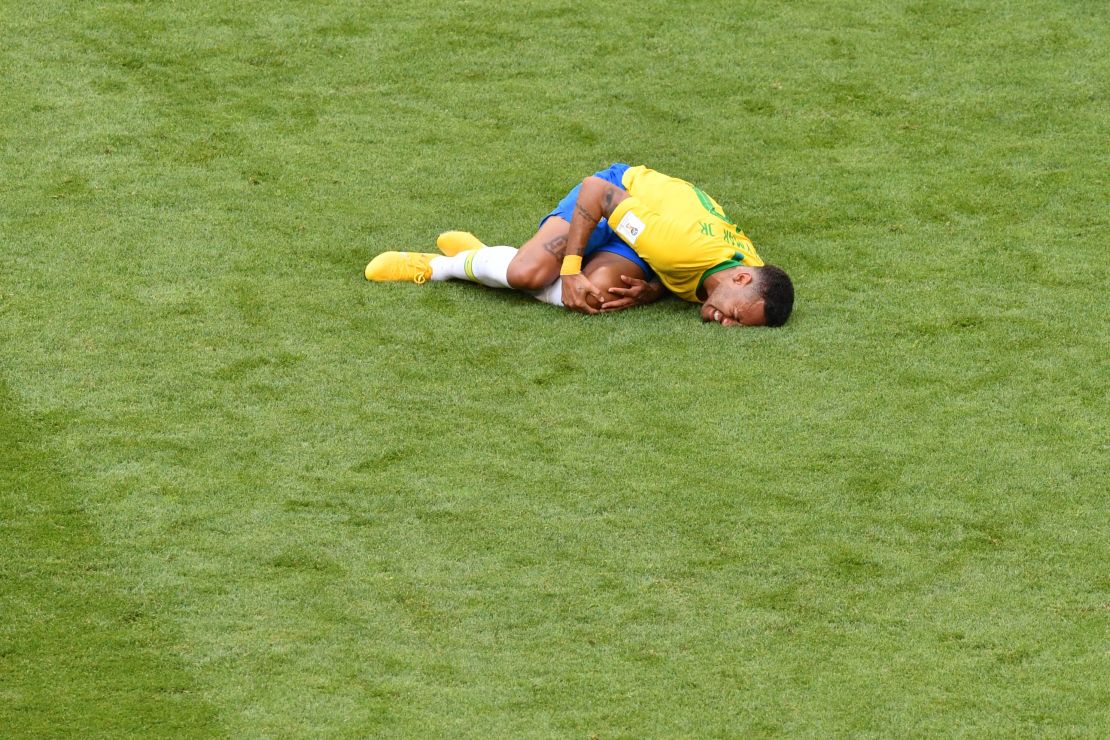 Neymar reportedly spent 14 minutes on the ground at the World Cup