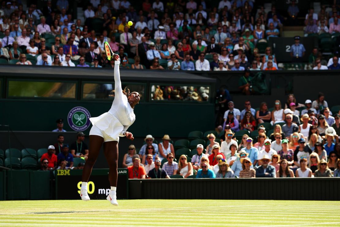 Serena Williams hit 13 aces in her win over Kristina Mladenovic at Wimbledon. 
