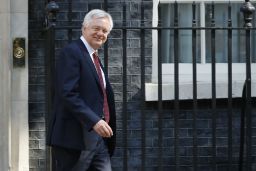 Brexit Ministe David Davis leaves 10 Downing Street in central London after attending the weekly cabinet meeting on July 3. 
