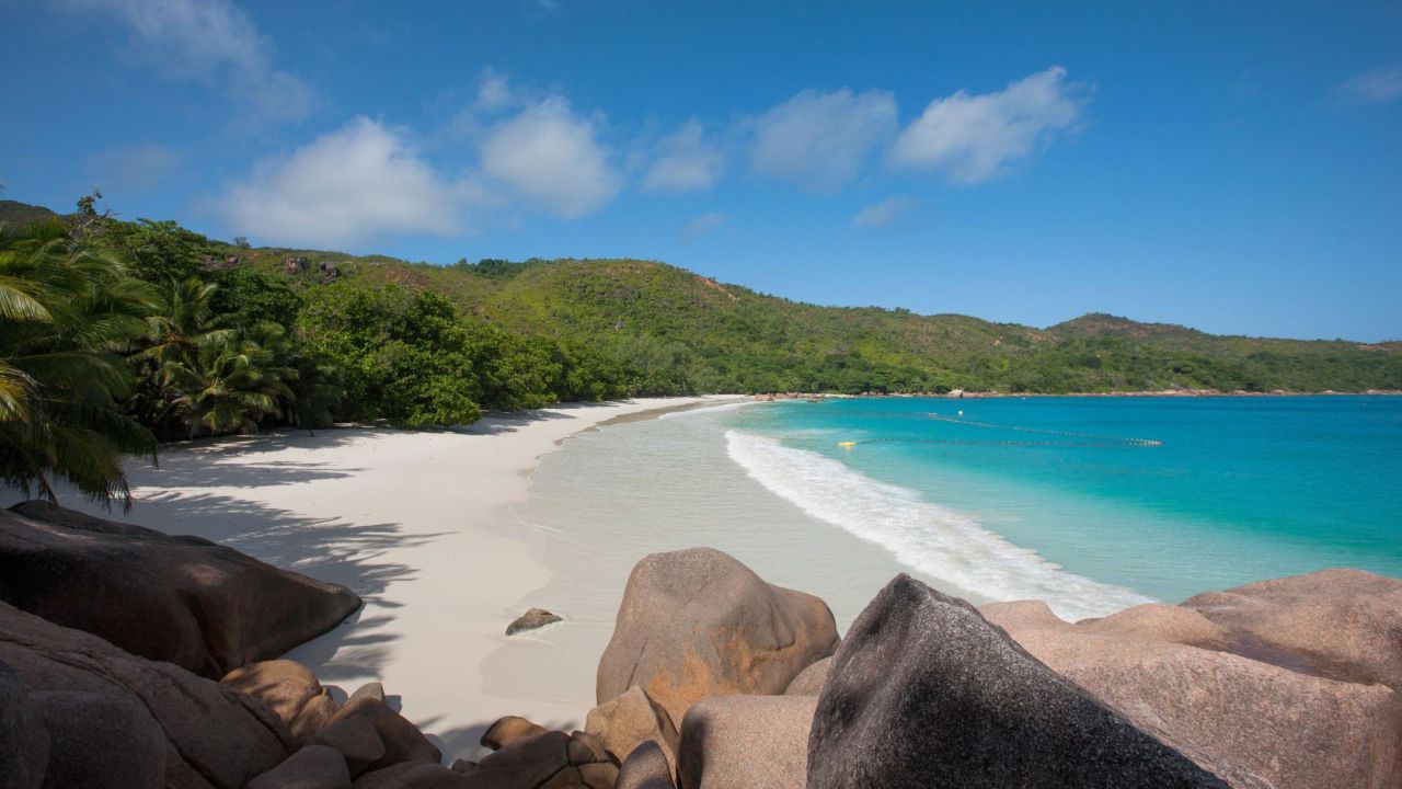 Anse Lazio is popular with locals and tourists.