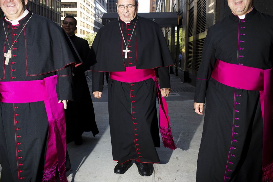 The Archbishop of Newark, pictured in the center. Taken near to 5th Avenue hours before Pope Francis made his appearance in 2015.