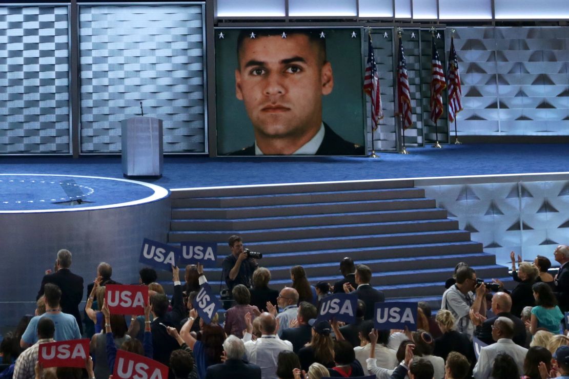 Army Cpt. Humayun Khan's image looms large at the 2016 Democratic convention, where his father gave an impassioned speech.