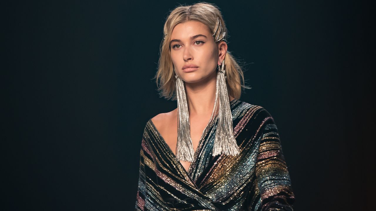 Hailey Baldwin pictured at New York Fashion Week in February 2018