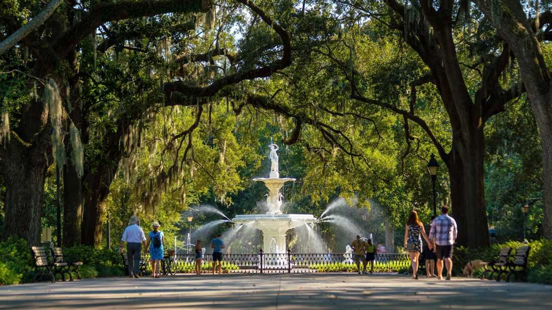 <strong>March in Savannah: </strong>Savannah, Georgia, is known for its oak trees, dripping with Spanish moss. March is the beginning of spring and a perfect time to meander the canopied streets.
