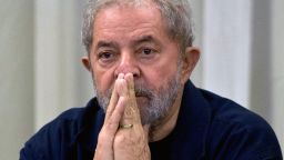 Former Brazilian President (2003-2011) Luiz Inacio Lula da Silva gestures during a meeting with the Workers' Party (PT) members in Sao Paulo, Brazil on March 30, 2015 AFP PHOTO / Nelson ALMEIDA        (Photo credit should read NELSON ALMEIDA/AFP/Getty Images)
