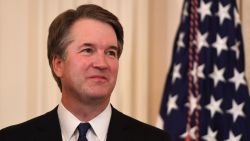 US Judge Brett Kavanaugh looks on as the US President announces him as his nominee to the Supreme Court in the East Room of the White House on July 9, 2018 in Washington, DC.