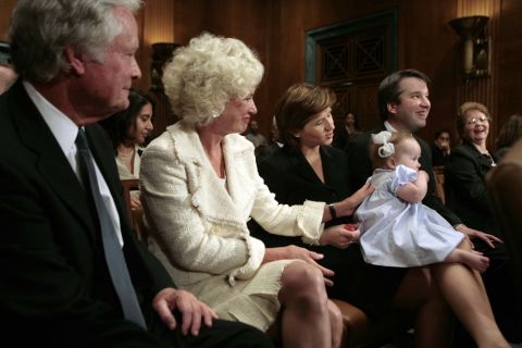 Kavanaugh is joined by family members during Capitol Hill proceedings in 2006. From left are his father, Ed Kavanaugh; his mother, Martha; his wife, Ashley; and his daughter Margaret.
