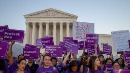 WASHINGTON, DC - JULY 09:  Pro-choice protesters demonstrate in front of the U.S. Supreme Court on July 9, 2018 in Washington, DC. President Donald Trump is set to announce his Supreme Court pick Monday night.  (Photo by Tasos Katopodis/Getty Images)