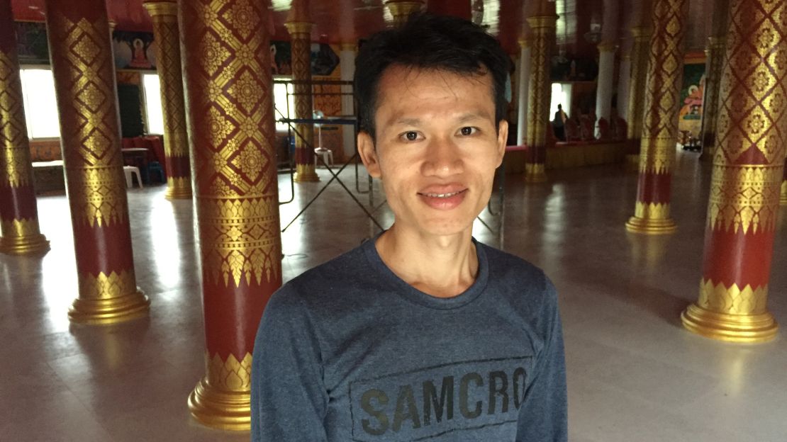 Jay, a former monk, is helping to renovate the Wat Mai Loong-Khan temple, in Mae Sai.