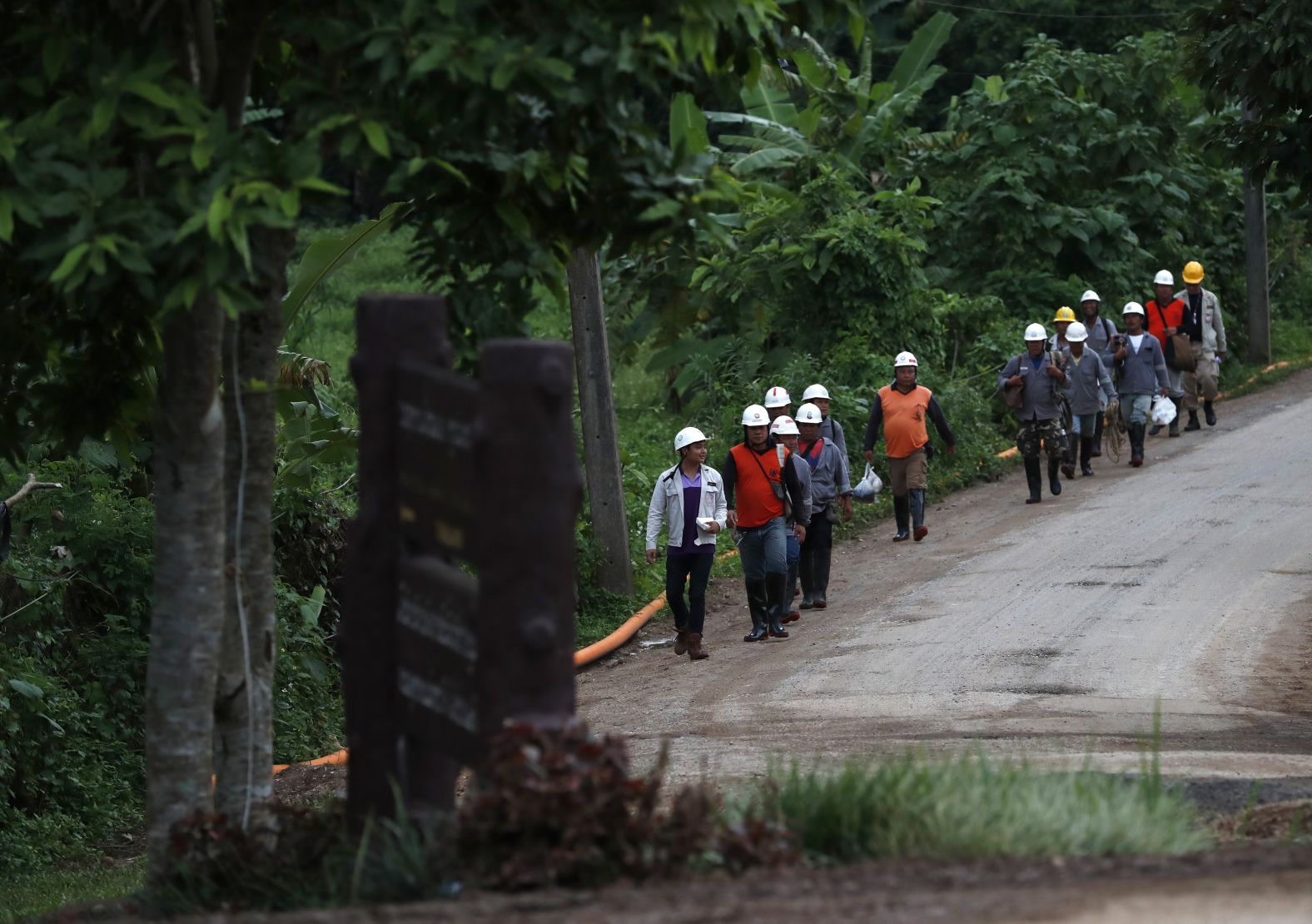 Rescue workers leave after all members of the team had been saved.