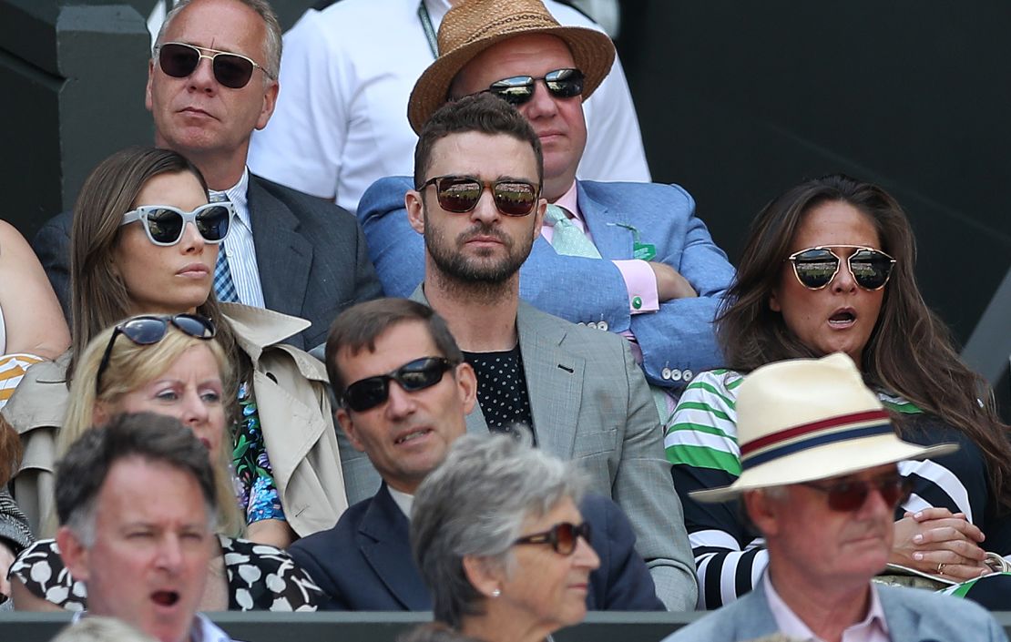 Justin Timberlake was on Centre Court to watch Serena Williams' win Tuesday. 